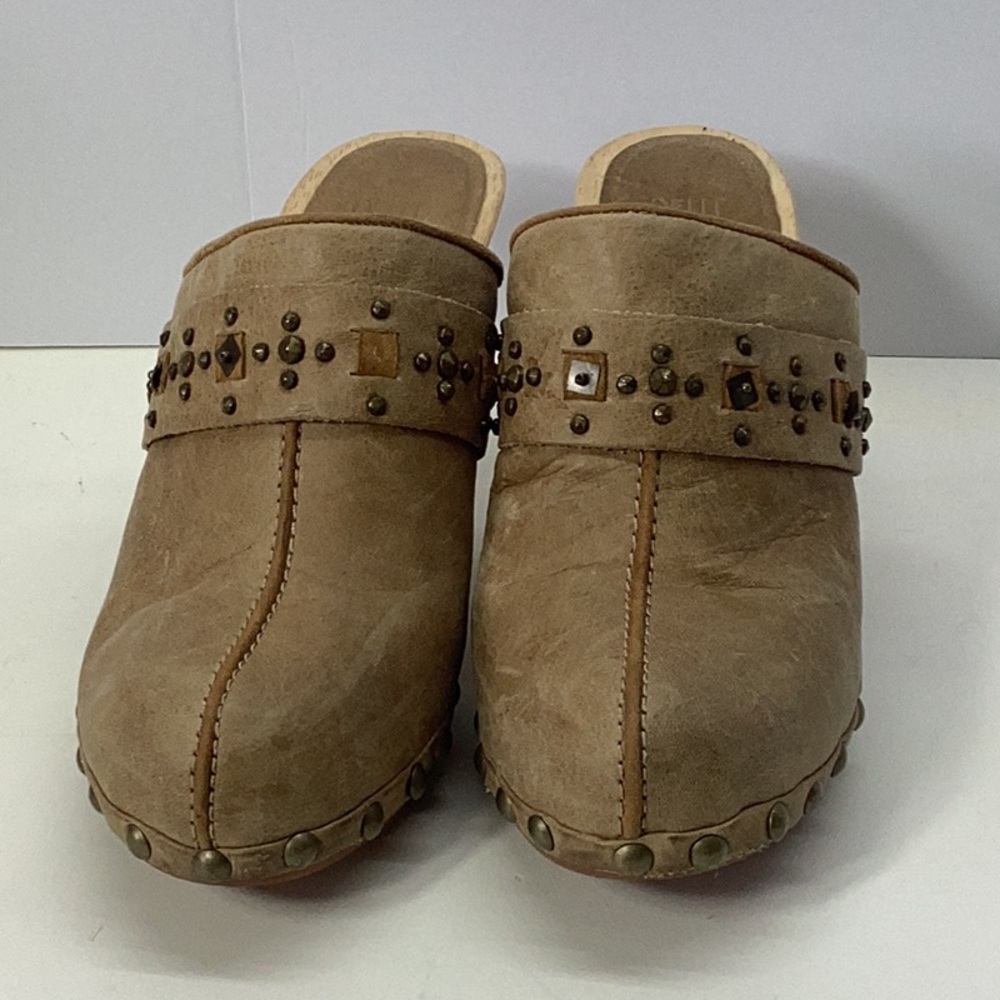 Pelle Moda Beige Leather Studded Mules - Picture 2 of 13